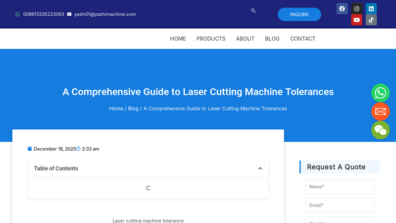 A Comprehensive Guide to Laser Cutting Machine Tolerances