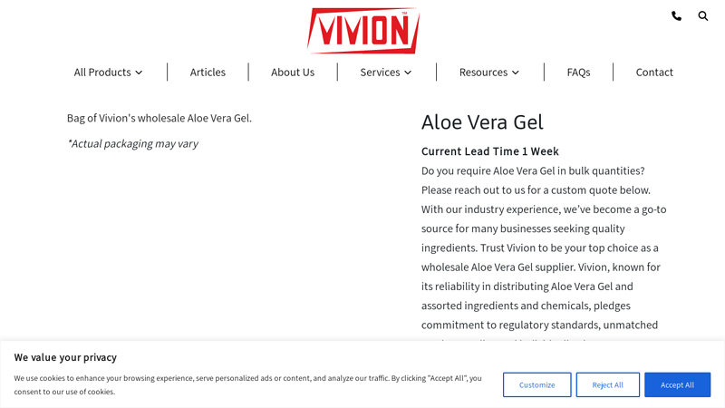 Aloe Vera Gel Supplier