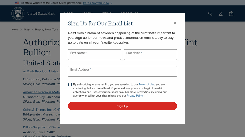 Bullion Authorized Purchasers