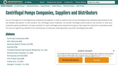 Centrifugal Pumps Companies, Suppliers and Distributors