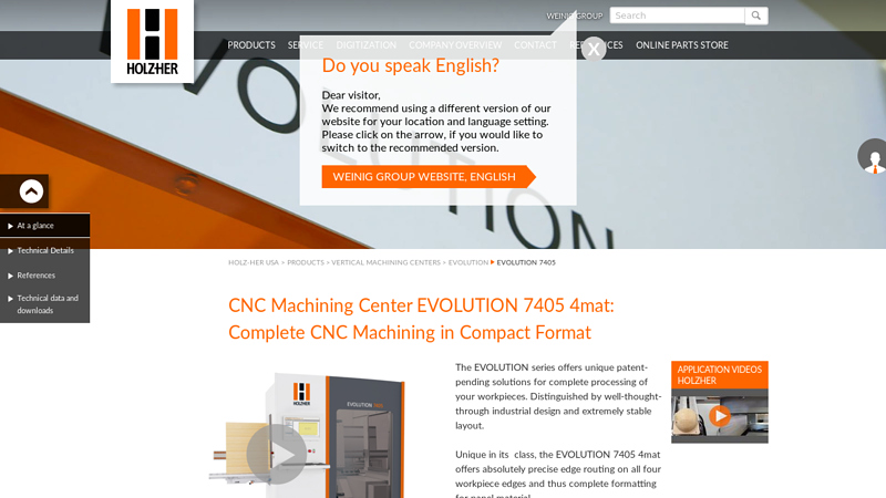 CNC Machining Center EVOLUTION 7405 4mat