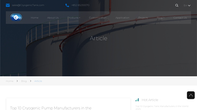 Top 10 Cryogenic Pump Manufacturers in the World 2025 - Cryo Tech