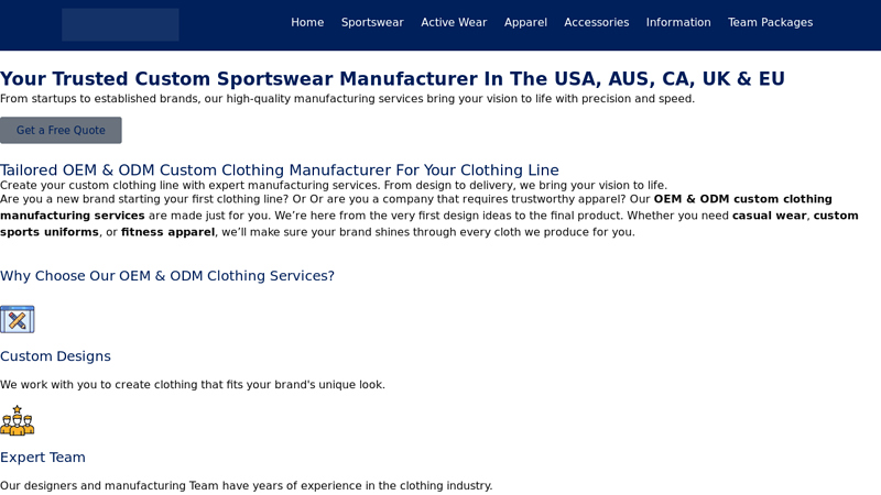 Custom Sportswear Manufacturer