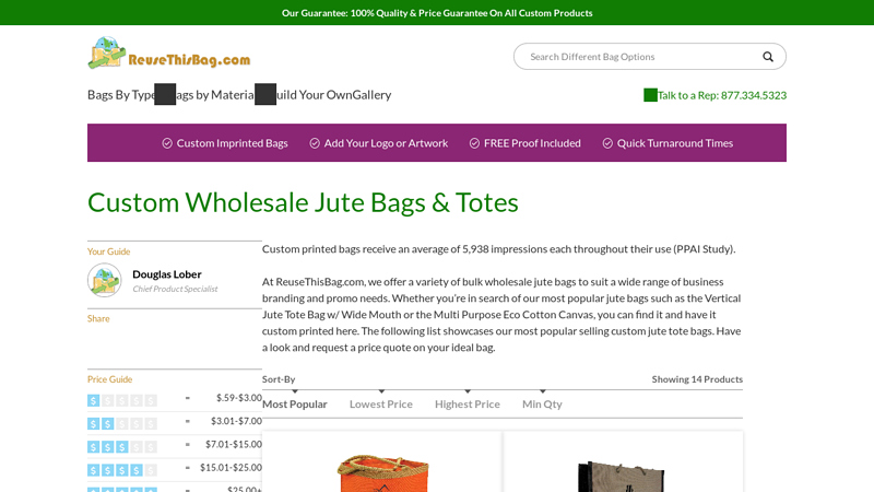 Custom Wholesale Jute Bags & Totes