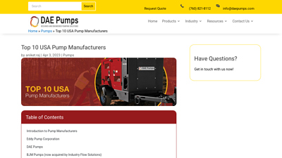 Top 10 Pump Manufacturers in USA | Industrial Pump Brands