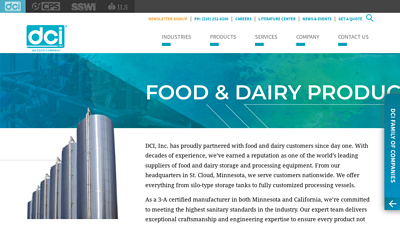 Food and Dairy Tanks | Products and Service - DCI, Inc.