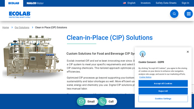 Clean in Place (CIP) Solutions - Ecolab