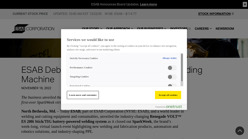 ESAB Debuts its First Battery