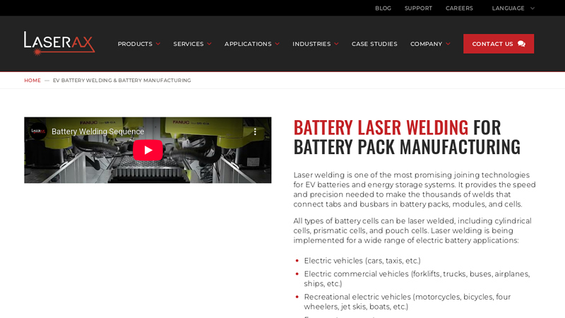 EV Battery Welding & Battery Manufacturing