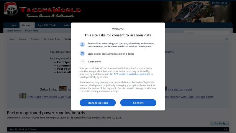 Factory optioned power running boards
