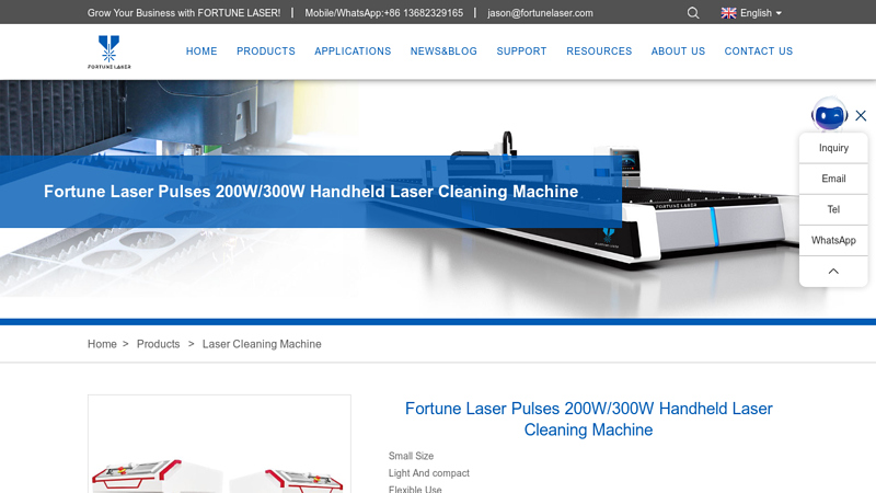 Fortune Laser Pulses 200W/300W Handheld Laser Cleaning Machine