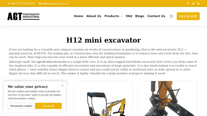 H12 mini excavator Manufacturer & Supplier in China