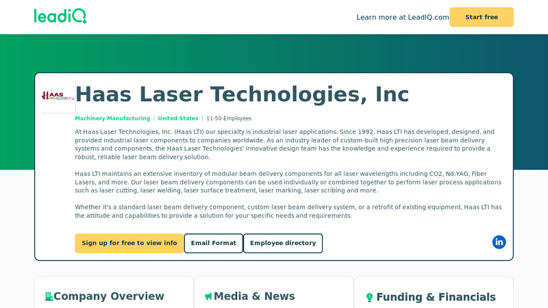 Haas Laser Technologies, Inc Company Overview, Contact Details ...