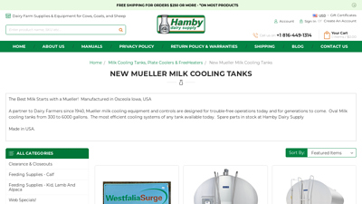 New Mueller Milk Cooling Tanks - Hamby Dairy Supply