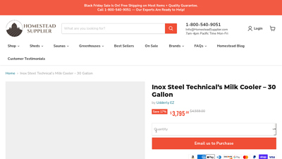 Inox Steel Technical's Milk Cooler – 30 Gallon - Homestead Supplier