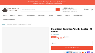 Inox Steel Technical's Milk Cooler – 15 Gallon - Homestead Supplier