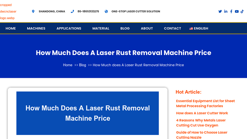 How Much does A Laser Rust Removal Machine Price