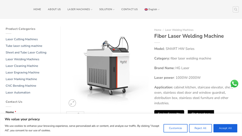 HW series best handheld fiber laser welding machine