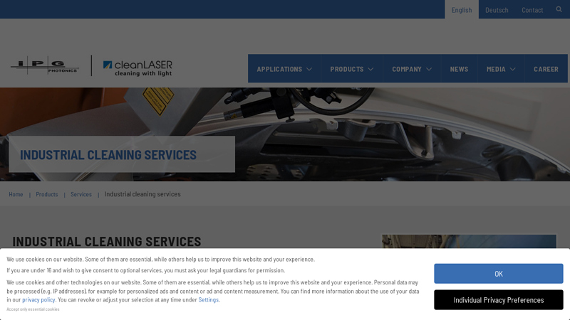 Industrial cleaning services with laser technology