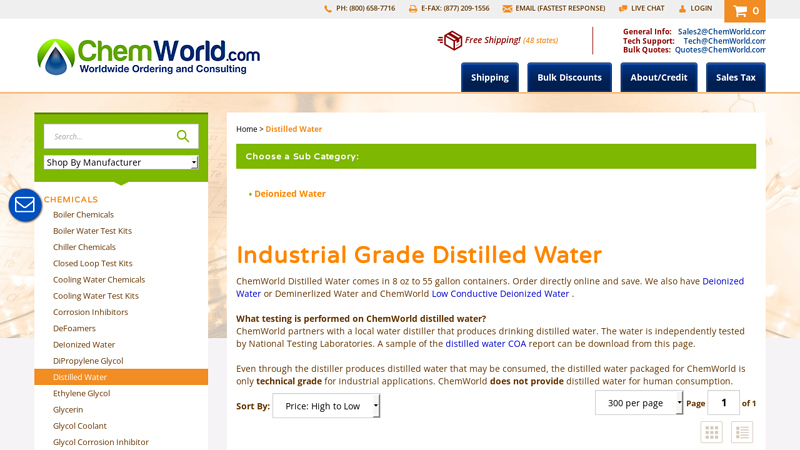 Industrial Grade Distilled Water