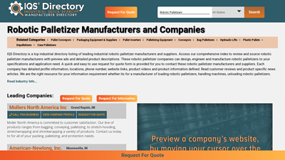 Robotic Palletizer Manufacturers Suppliers - IQS Directory