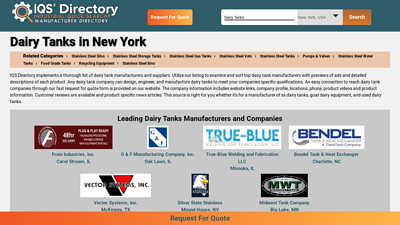 New York Dairy Tank Manufacturers Suppliers - IQS Directory
