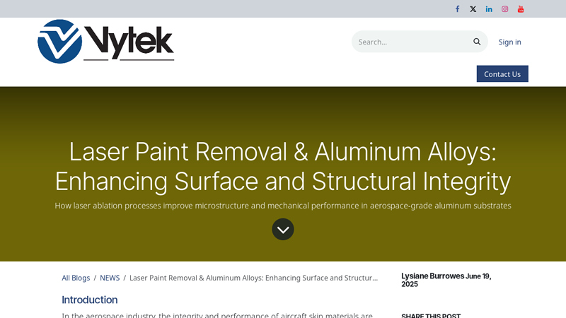 Laser Ablation of Aircraft Paint: Strengthens Aluminum Skins