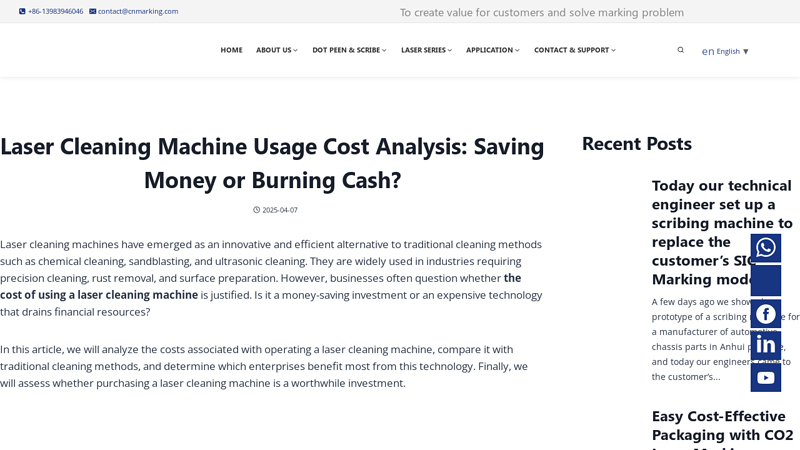 Laser Cleaning Machine Usage Cost Analysis