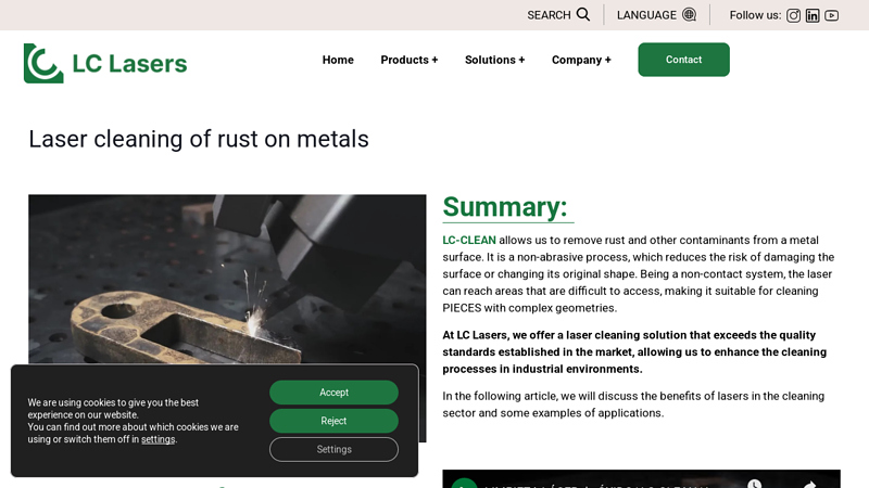 Laser cleaning of rust on metals