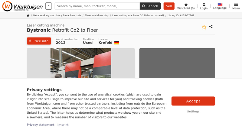 Laser cutting machine Bystronic Retrofit Co2 to Fiber