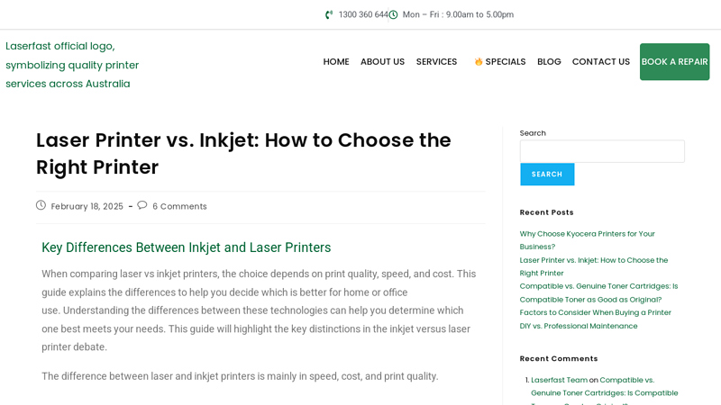 Laser vs Inkjet Printers