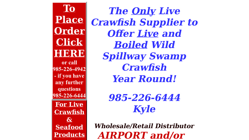 Live Crawfish and Seafood Shipped to Door/Airport
