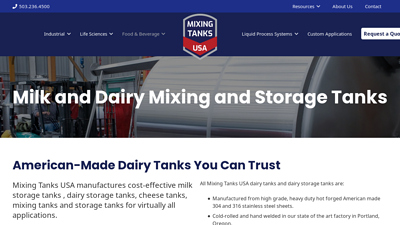 Milk and Dairy Mixing and Storage Tanks