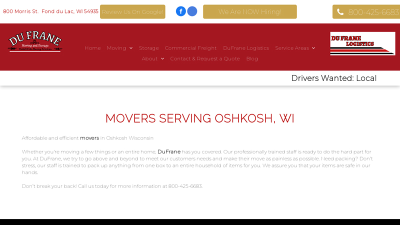 Movers Serving Oshkosh, WI