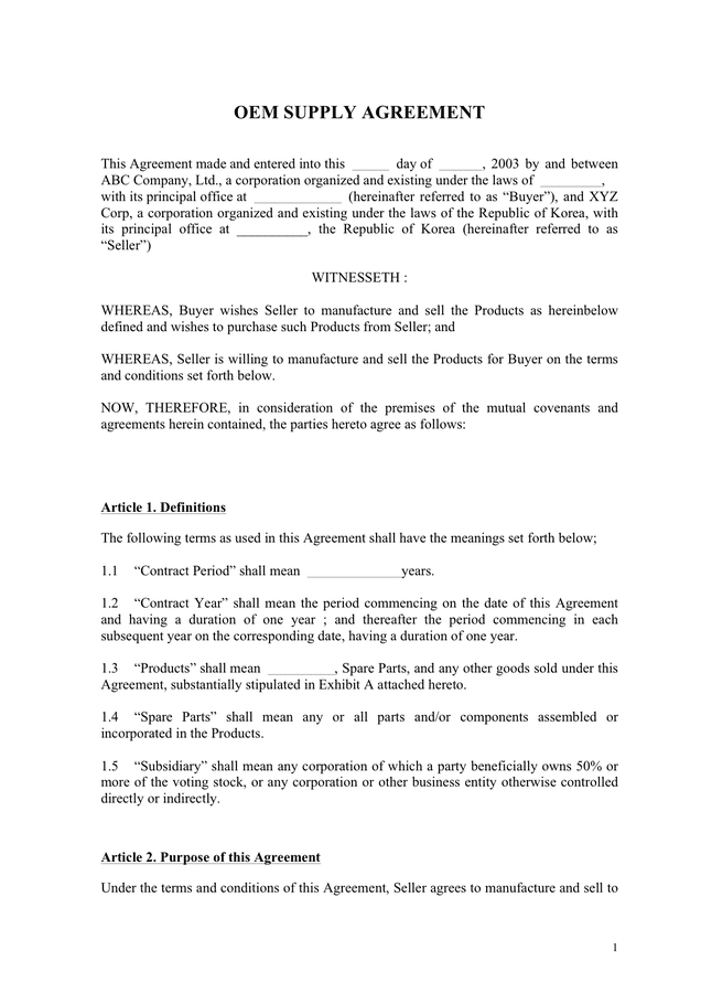 OEM and MSP Agreement