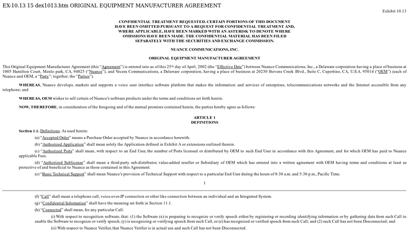 Original Equipment Manufacturer Agreement