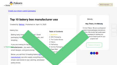 Top Bakery Box Manufacturer USA | Premium Packaging Solution