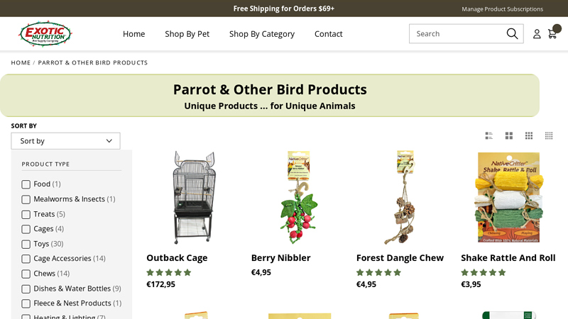 Parrot & Other Bird Products