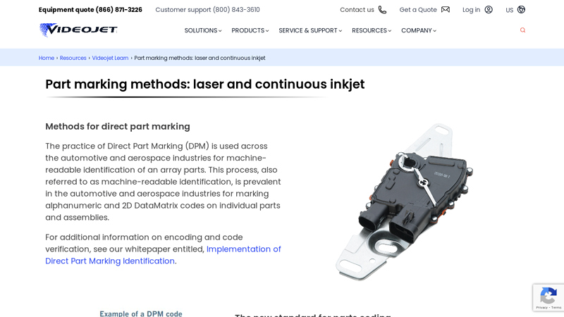 Part marking methods: laser and continuous inkjet