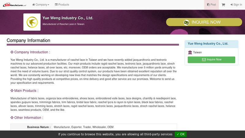 Profile of Yue Weng Industry Co., Ltd.