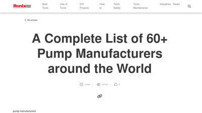 A Complete List of 60+ Pump Manufacturers around the World
