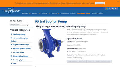 PS single stage, end suction, centrifugal pump - Ruhrpumpen