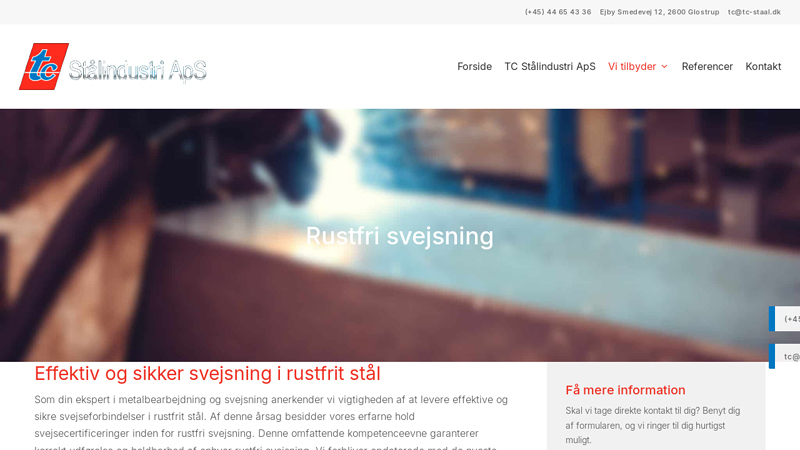 Rustfri svejsning på Sjælland · TC Stålindustri i København