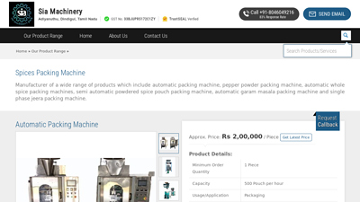 Spices Packing Machine - Automatic Packing ... - Sia Machinery