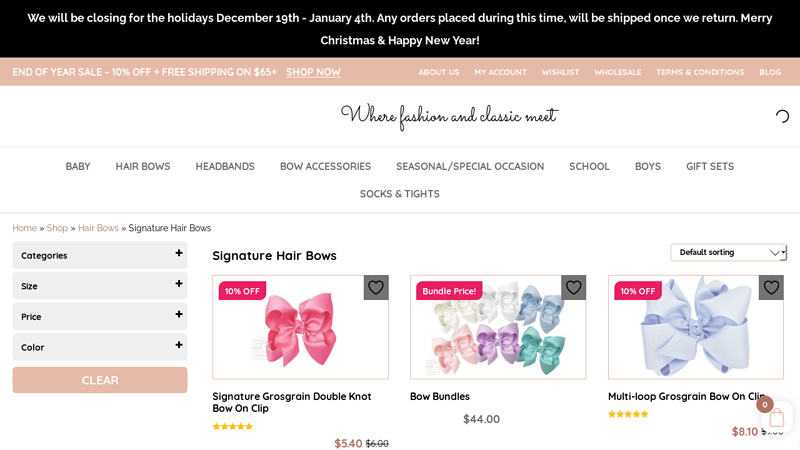 Signature Hair Bows at Wholesale Prices