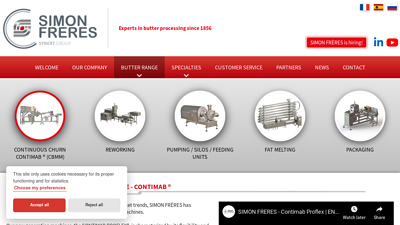 Continuous Butter Making Machine - CONTIMAB - Simon Frères