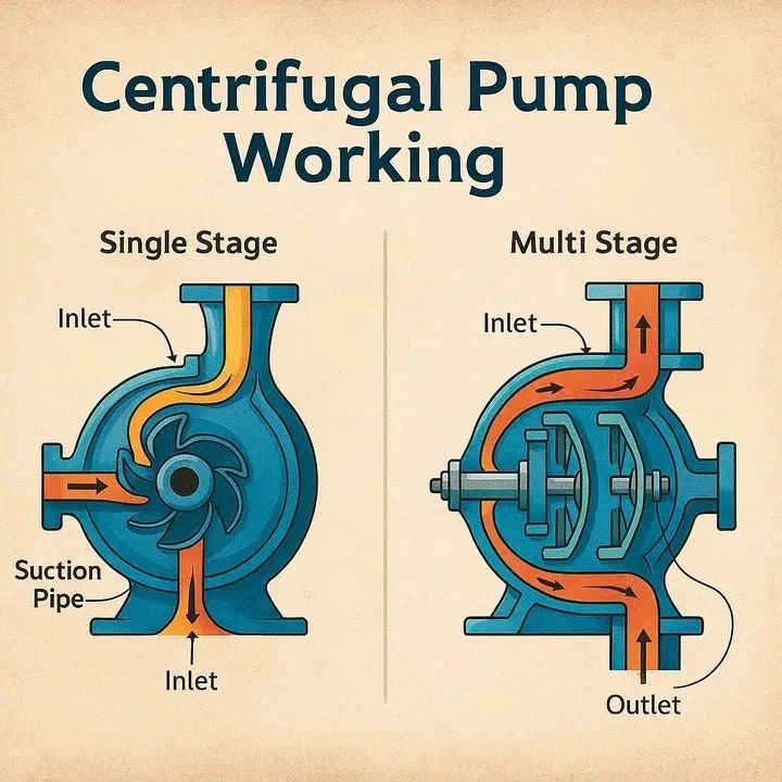 Illustrative example of single stage centrifugal pump from Google Search