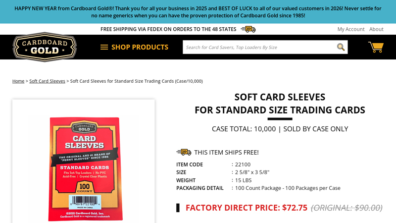 Soft Card Sleeves for Standard Size Trading Cards