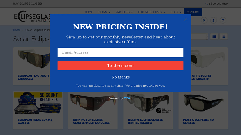 Solar Eclipse Glasses in Stock