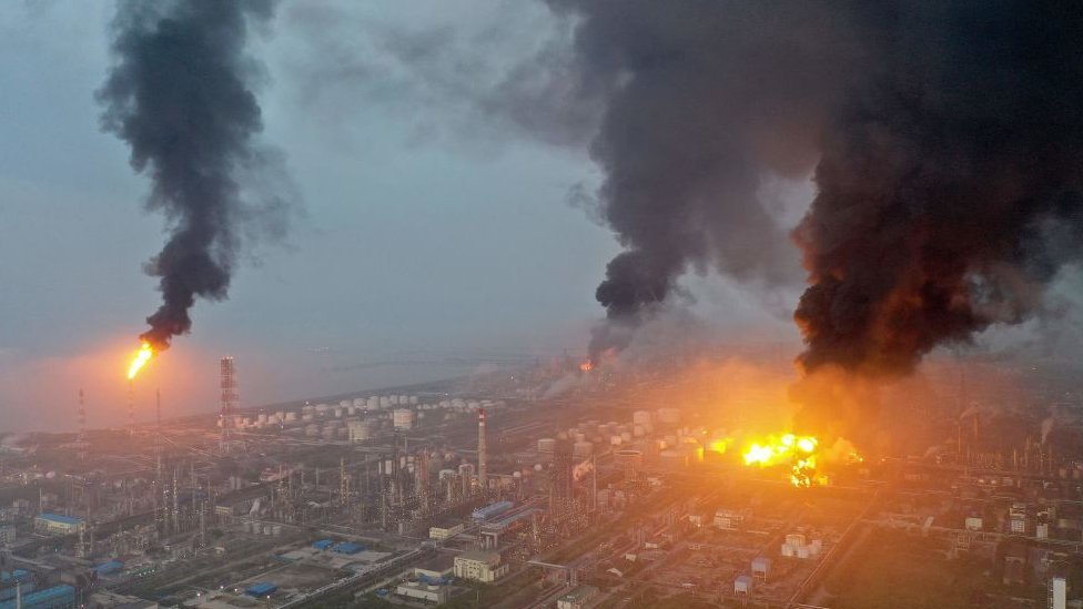 burning factories in china